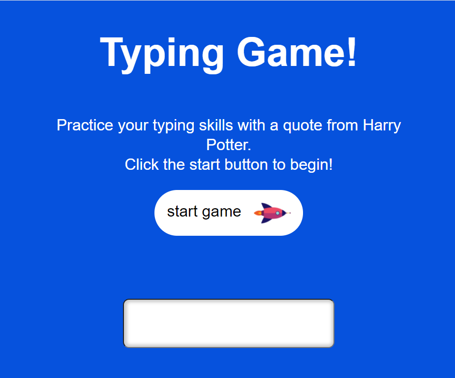 Screen shot of typing game.